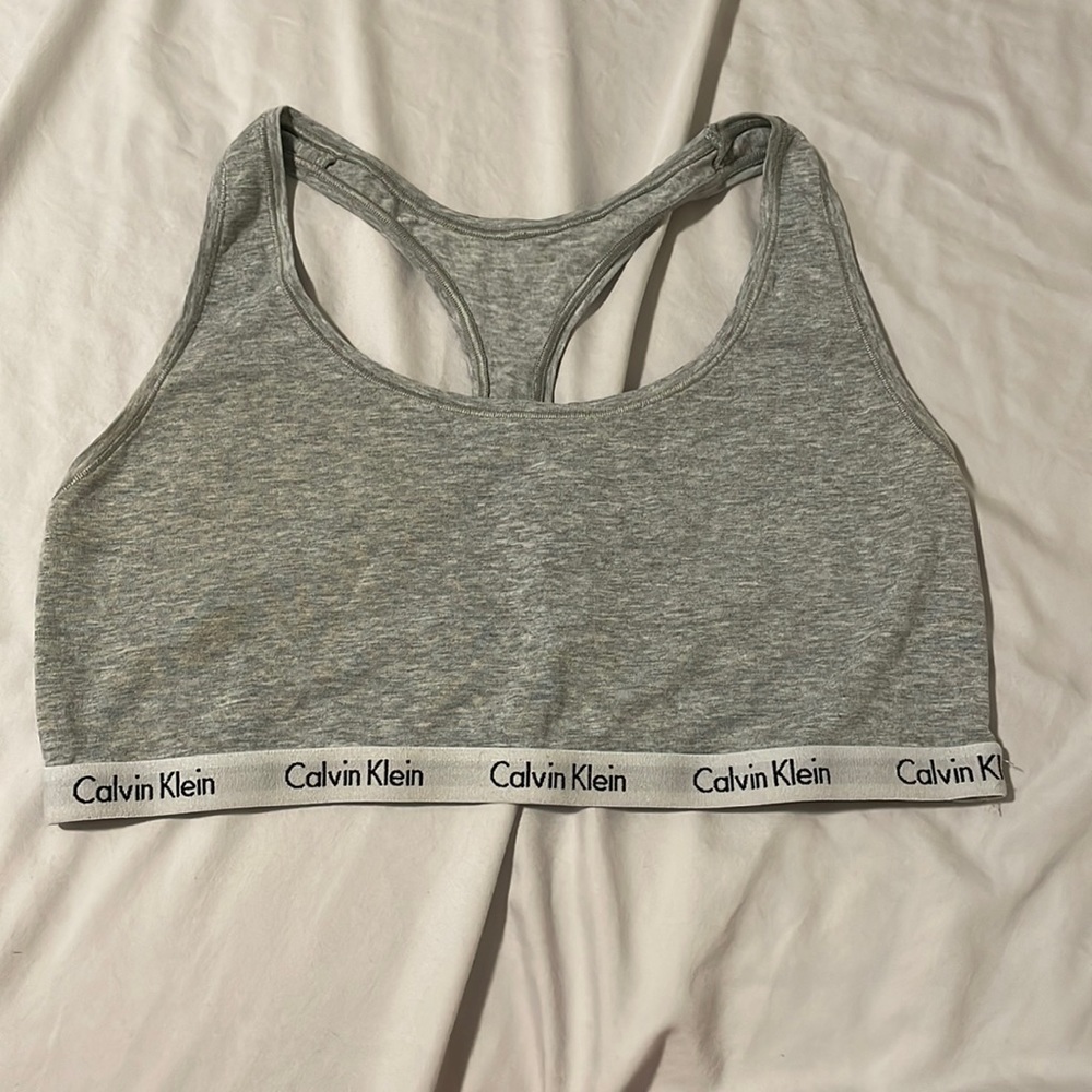 Grey Calvin Klein sports bra